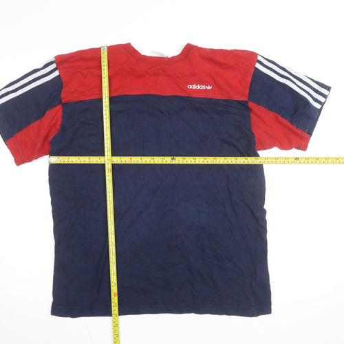 Adidas Men’s Red & Navy Crew Neck Short Sleeve Cotton T-Shirt Size L