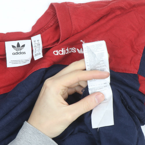 Adidas Men’s Red & Navy Crew Neck Short Sleeve Cotton T-Shirt Size L
