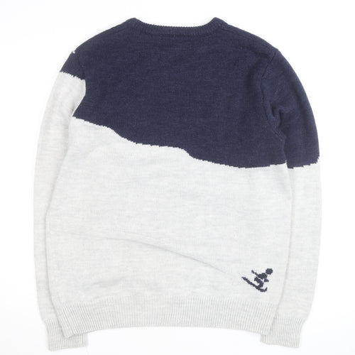 Next Mens Grey Wool Blend Christmas Ski Scene Jumper Size L