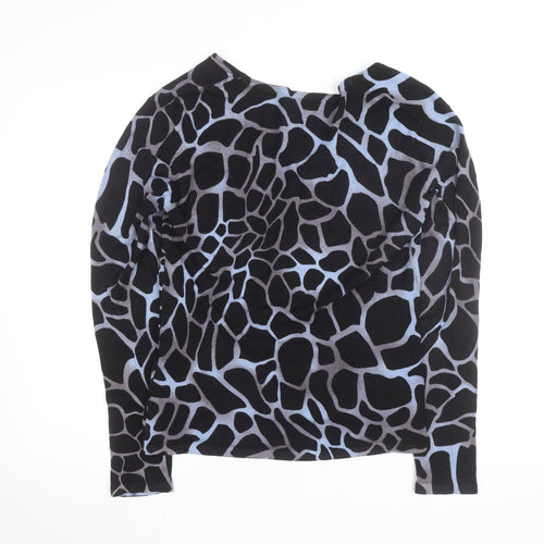 Christina NF Women's Blue Animal Print V-Neck Long Sleeve Cardigan Size M