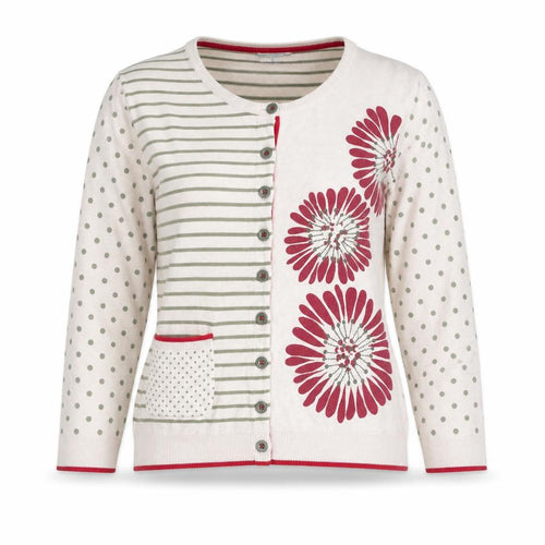 Marks and Spencer Per Una Womens Beige Floral Striped Cardigan M