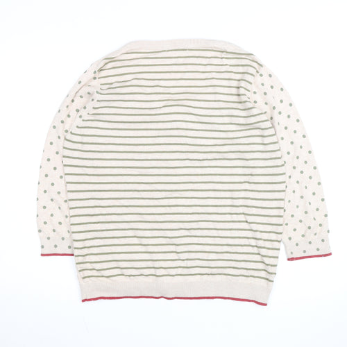 Marks and Spencer Per Una Womens Beige Floral Striped Cardigan M