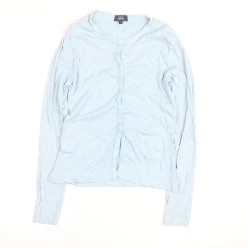 Pablo Gerard Darel Women's Blue Cotton Stretch Button-Up Top S