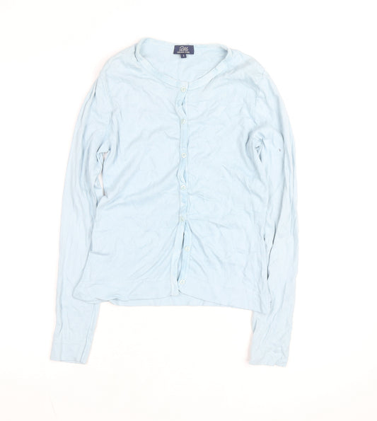 Pablo Gerard Darel Women's Blue Cotton Stretch Button-Up Top S