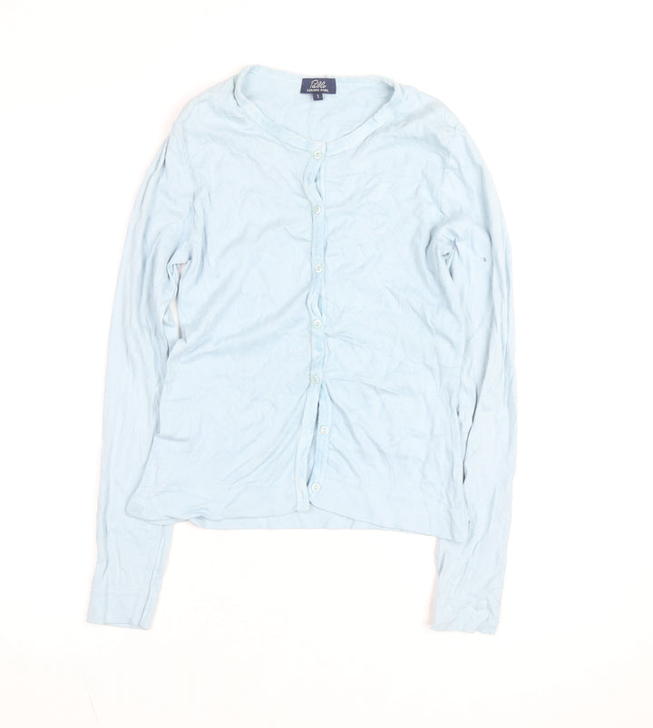 Pablo Gerard Darel Women's Blue Cotton Stretch Button-Up Top S