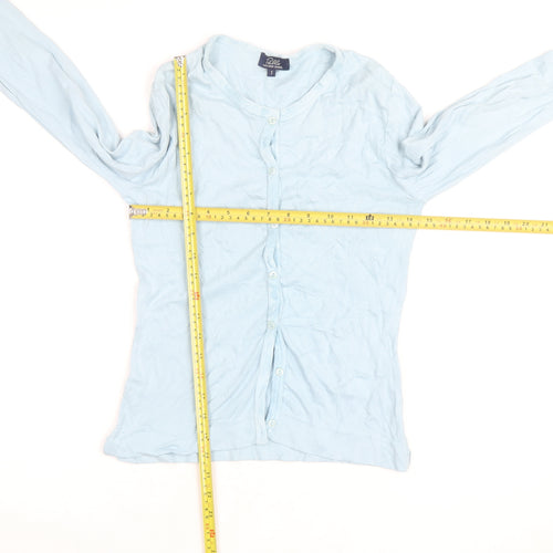 Pablo Gerard Darel Women's Blue Cotton Stretch Button-Up Top S