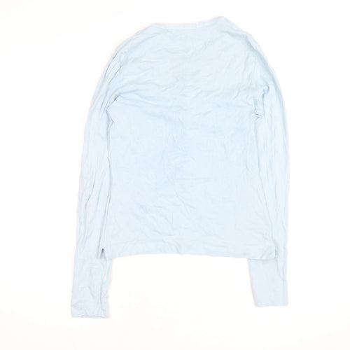 Pablo Gerard Darel Women's Blue Cotton Stretch Button-Up Top S