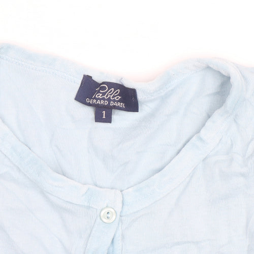 Pablo Gerard Darel Women's Blue Cotton Stretch Button-Up Top S