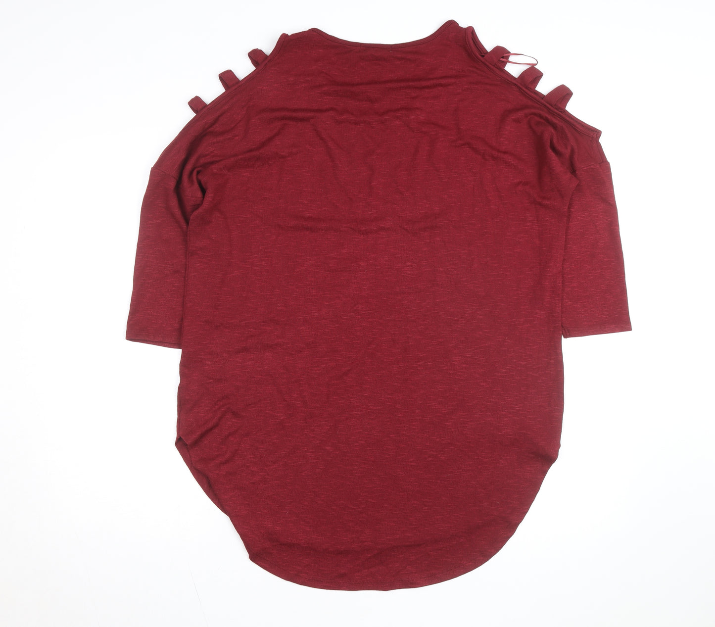 Papaya Women's Red Cold Shoulder 3/4 Sleeve Jersey T-Shirt L