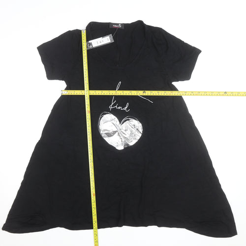 Novalee Women Black V-Neck Be Kind T-Shirt Dress Size 14