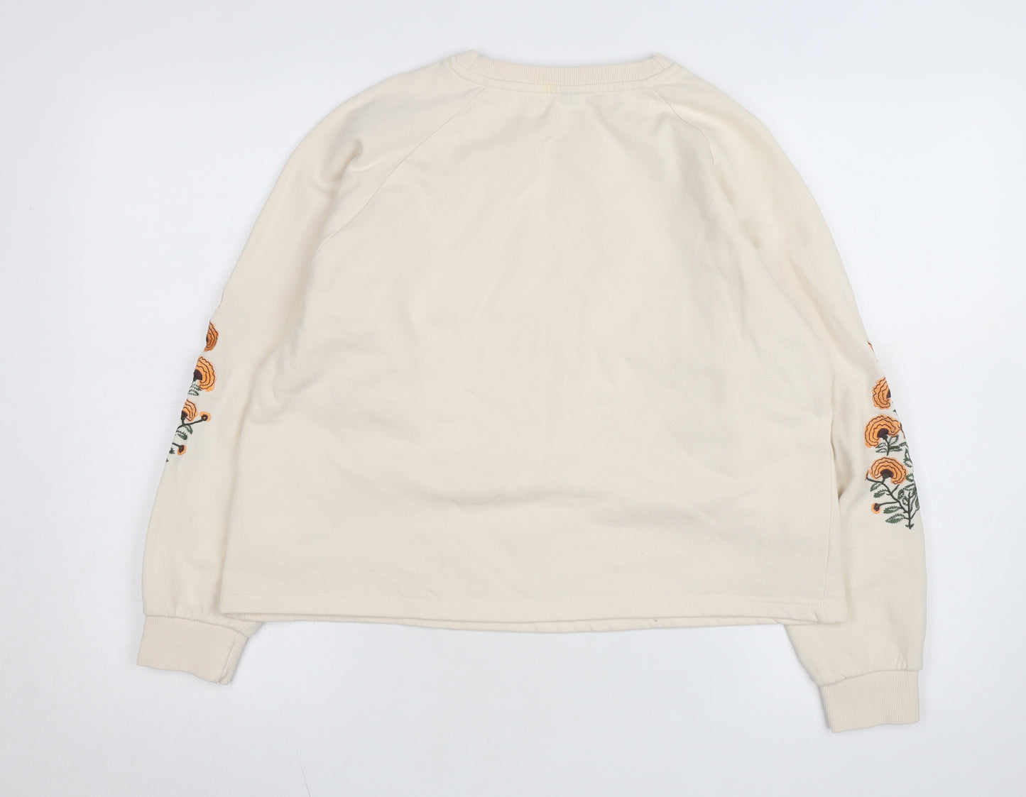 Pieces Women Beige Embroidered Pullover Sweatshirt M