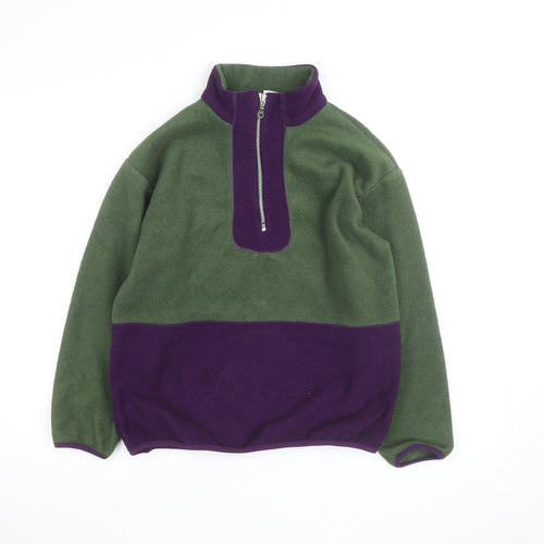 Cherry Tree Women's Green & Purple Fleece 1/2 Zip Active Jacket L