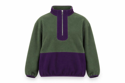 Cherry Tree Women's Green & Purple Fleece 1/2 Zip Active Jacket L
