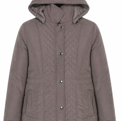 First Avenue Women's Brown Quilted Hooded Mid-Length Puffer Coat Size 14