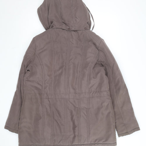 First Avenue Women's Brown Quilted Hooded Mid-Length Puffer Coat Size 14