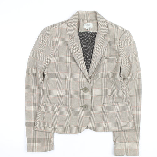 Jacob Connexion Women's Beige Checked Blazer Size 8 Workwear Jacket