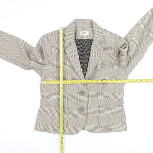Jacob Connexion Women's Beige Checked Blazer Size 8 Workwear Jacket