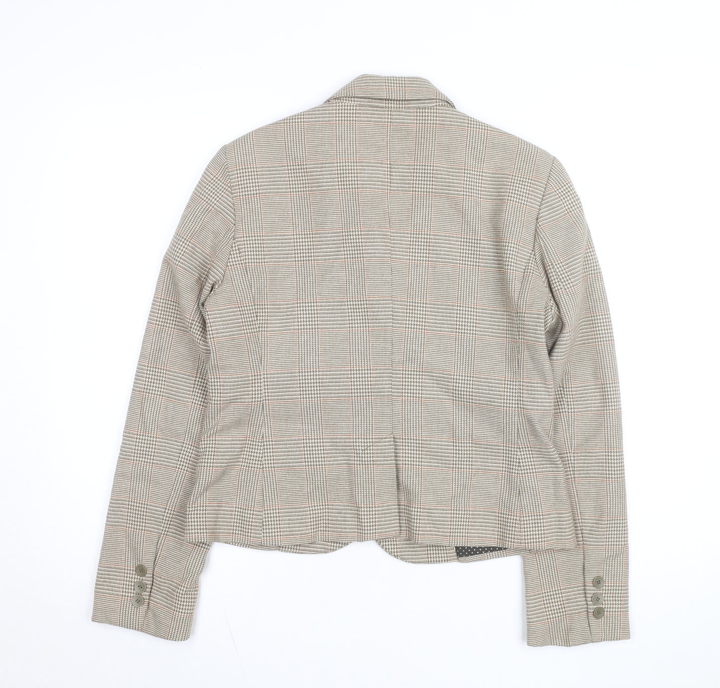 Jacob Connexion Women's Beige Checked Blazer Size 8 Workwear Jacket