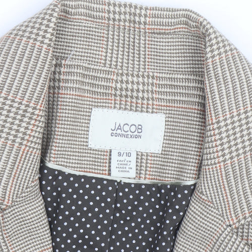 Jacob Connexion Women's Beige Checked Blazer Size 8 Workwear Jacket
