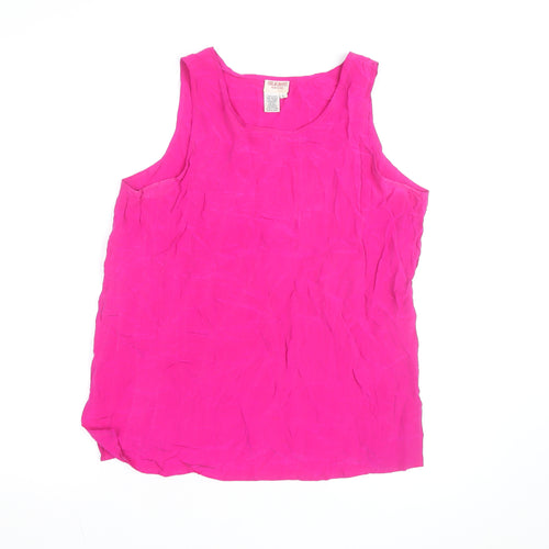 Silkage Women’s Pink Silk Sleeveless Tank Top L