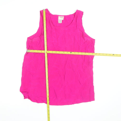 Silkage Women’s Pink Silk Sleeveless Tank Top L