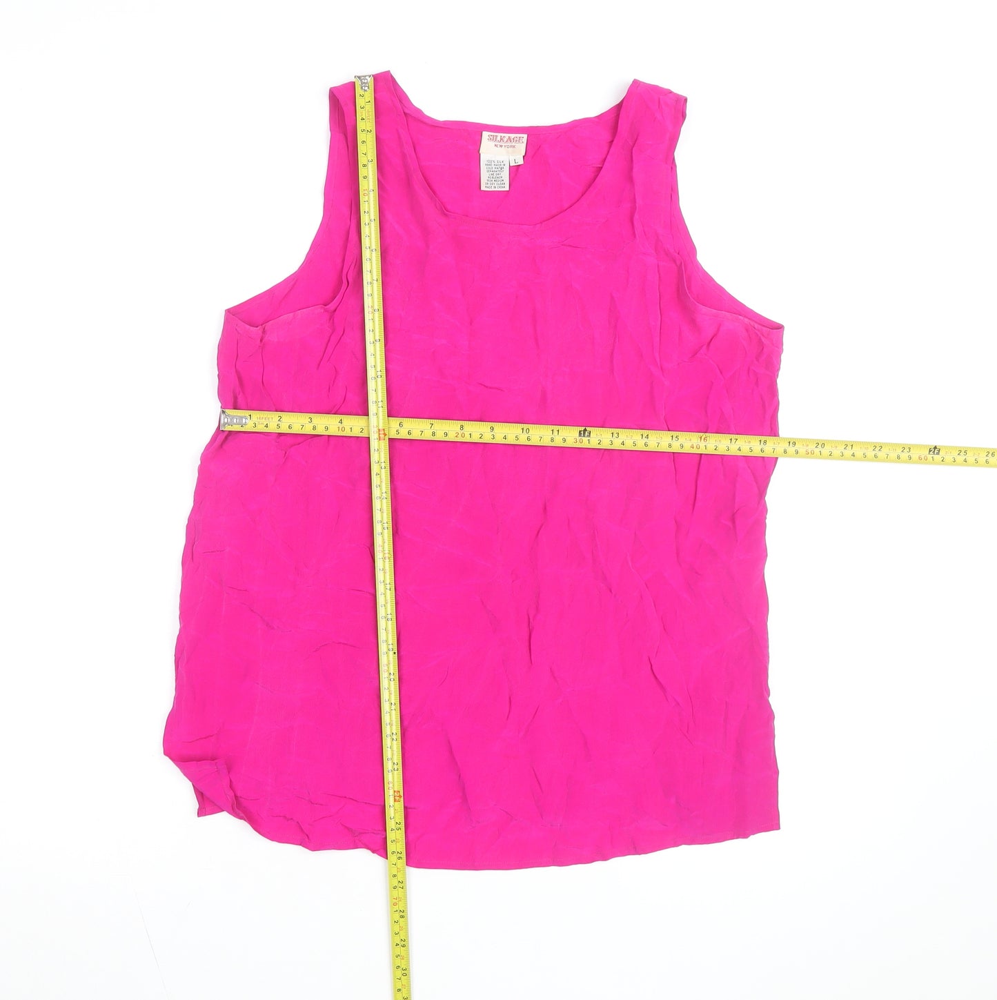 Silkage Women’s Pink Silk Sleeveless Tank Top L