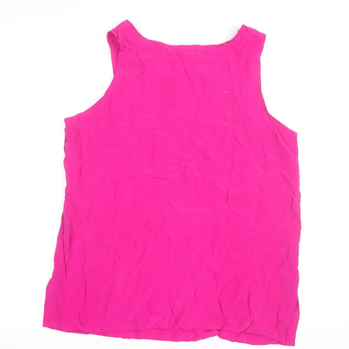 Silkage Women’s Pink Silk Sleeveless Tank Top L