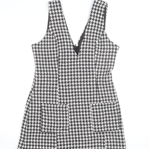 In The Style Women’s Black Houndstooth Pinafore Dress Size 12
