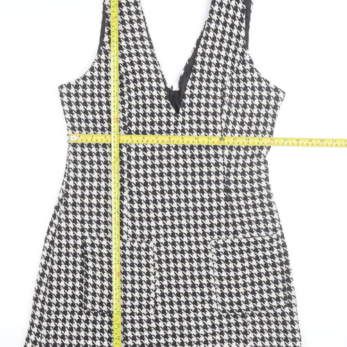 In The Style Women’s Black Houndstooth Pinafore Dress Size 12