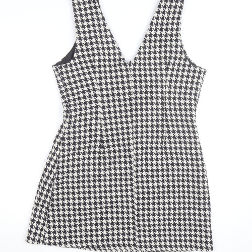 In The Style Women’s Black Houndstooth Pinafore Dress Size 12