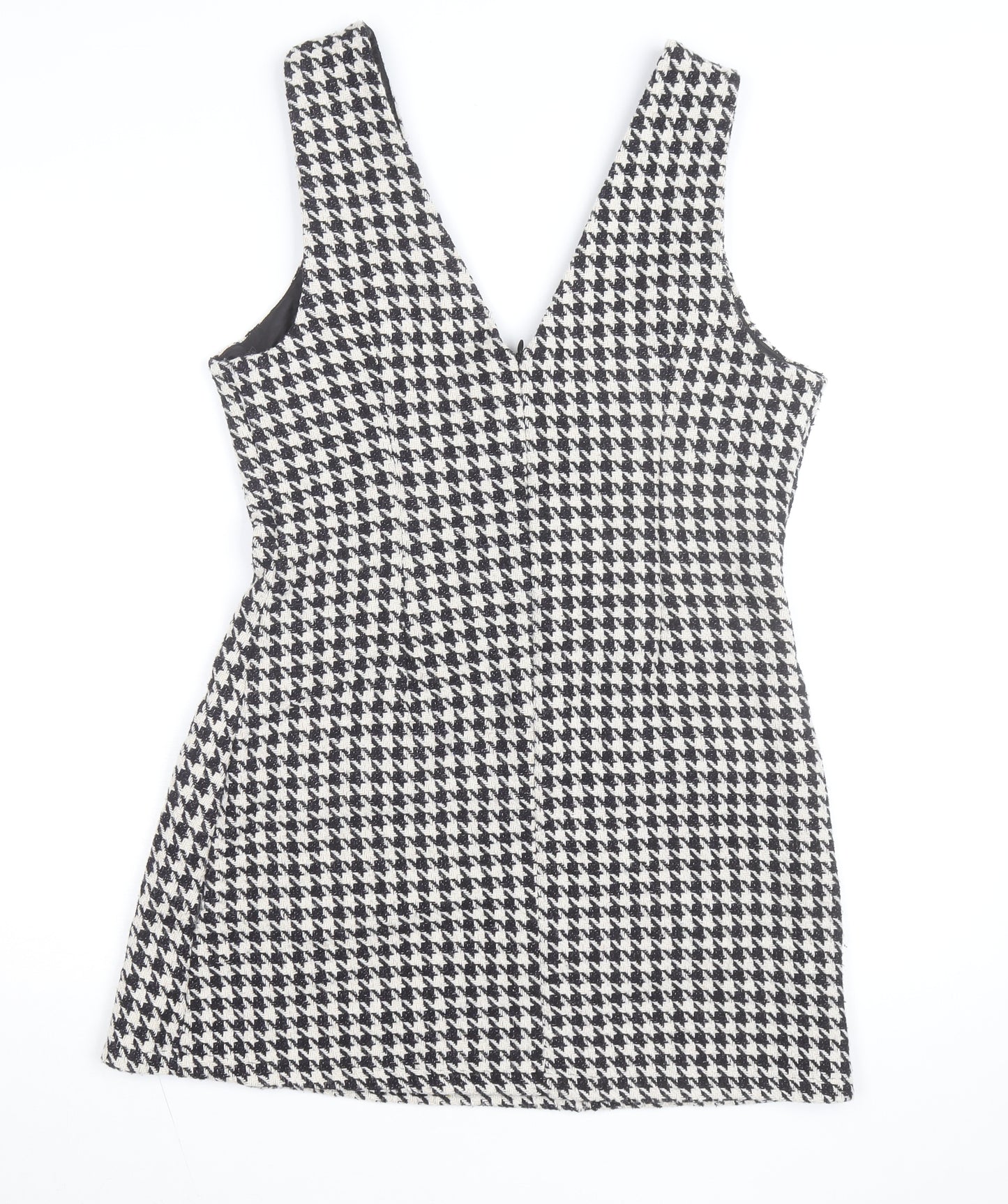 In The Style Women’s Black Houndstooth Pinafore Dress Size 12