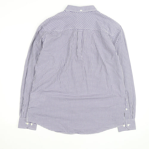 Ben Sherman Men's Blue Check Long Sleeve Button-Up Shirt Size L