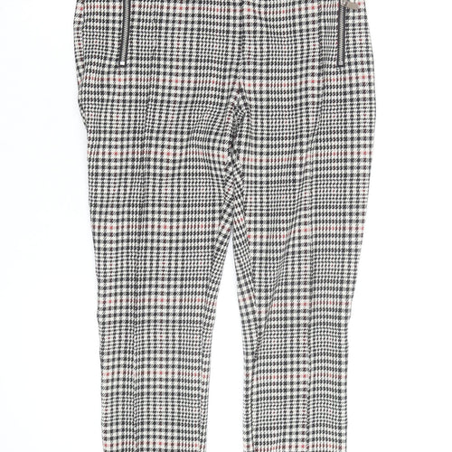 Next Women's Multicoloured Slim Fit Tapered Check Stretch Trousers Size 10