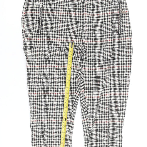 Next Women's Multicoloured Slim Fit Tapered Check Stretch Trousers Size 10
