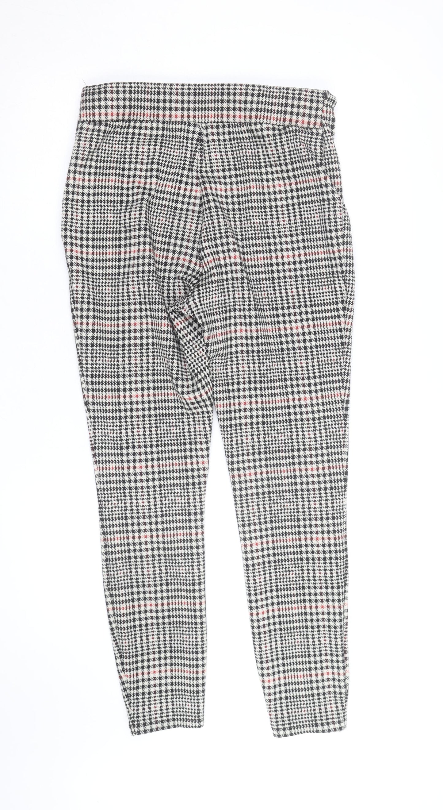Next Women's Multicoloured Slim Fit Tapered Check Stretch Trousers Size 10