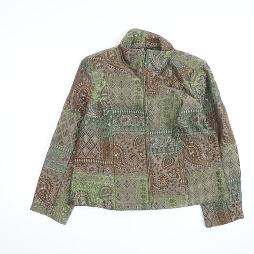 Molly & Maxx Petite Green Paisley Jacquard Jacket Women's S Classic
