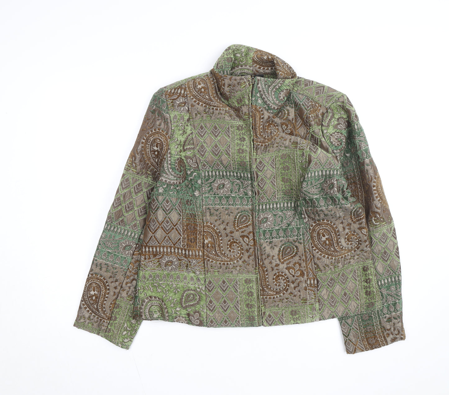 Molly & Maxx Petite Green Paisley Jacquard Jacket Women's S Classic