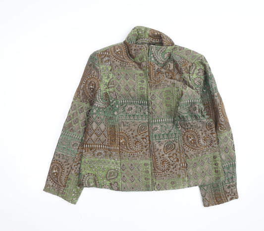 Molly & Maxx Petite Green Paisley Jacquard Jacket Women's S Classic