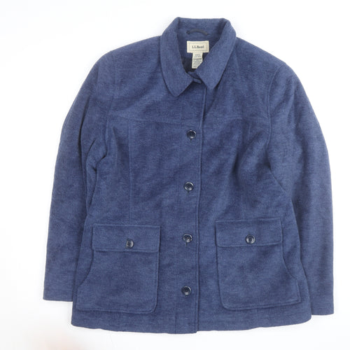 L.L. Bean Women's Blue Wool Blend Mid-Length Button Jacket Size M