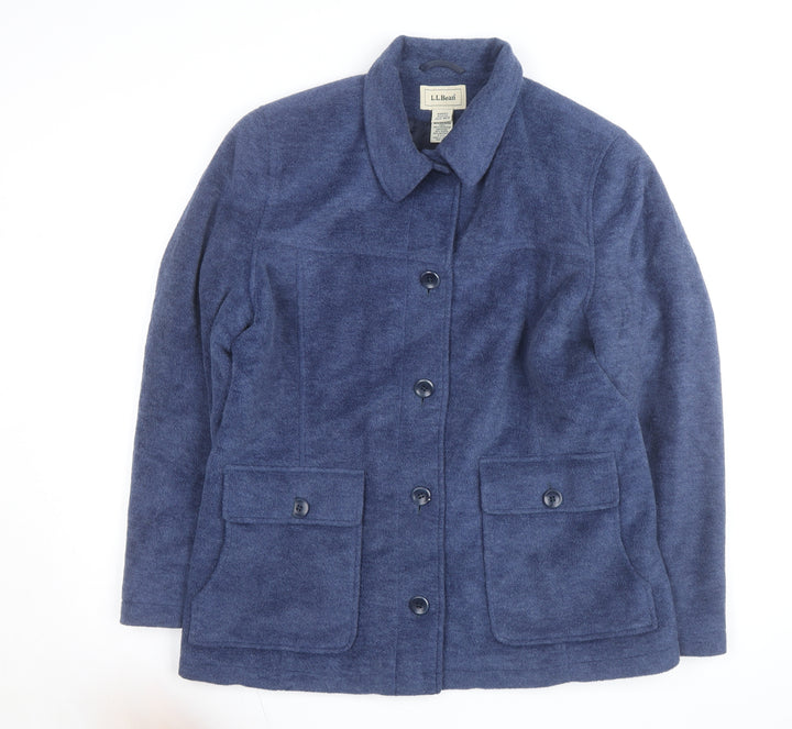 L.L. Bean Women's Blue Wool Blend Mid-Length Button Jacket Size M