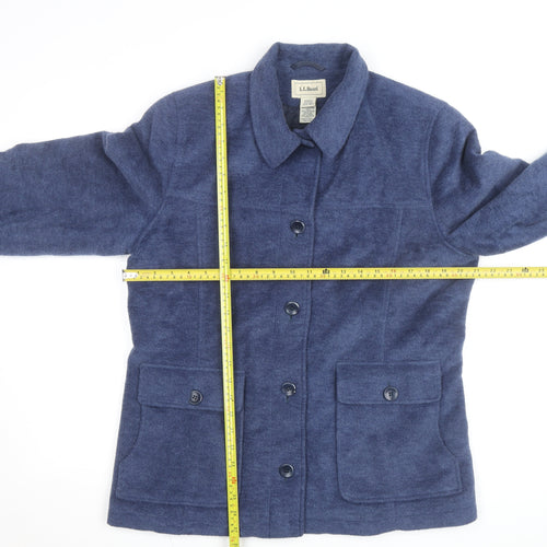 L.L. Bean Women's Blue Wool Blend Mid-Length Button Jacket Size M