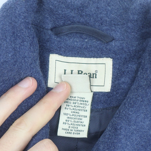 L.L. Bean Women's Blue Wool Blend Mid-Length Button Jacket Size M