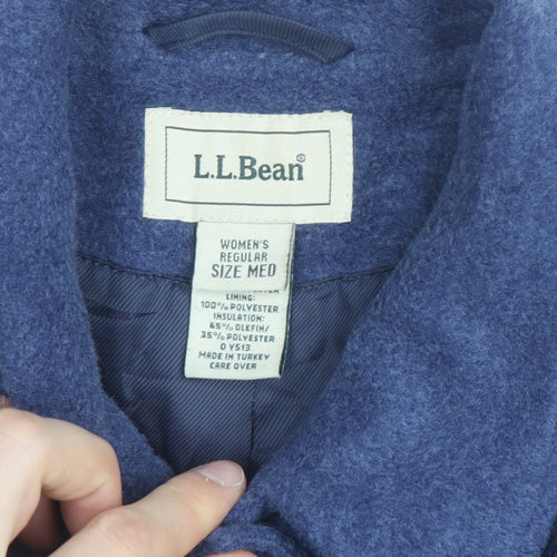 L.L. Bean Women's Blue Wool Blend Mid-Length Button Jacket Size M