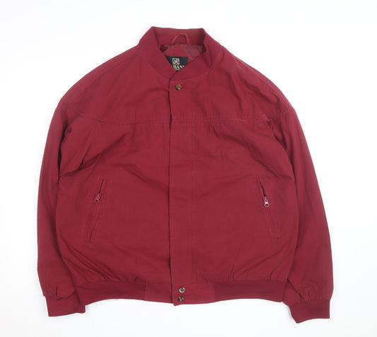 Haband Men's Red XL Bomber Jacket Polyester Cotton Casual
