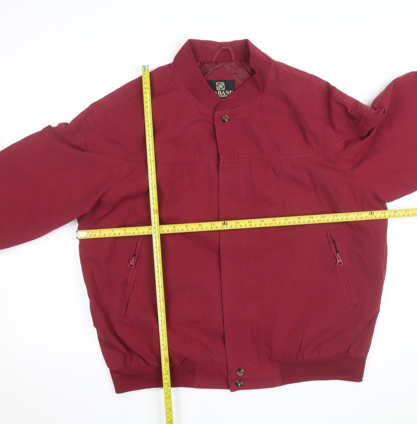 Haband Men's Red XL Bomber Jacket Polyester Cotton Casual
