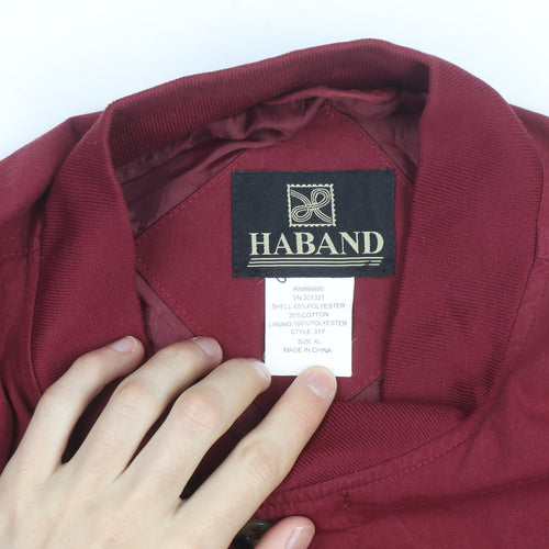 Haband Men's Red XL Bomber Jacket Polyester Cotton Casual