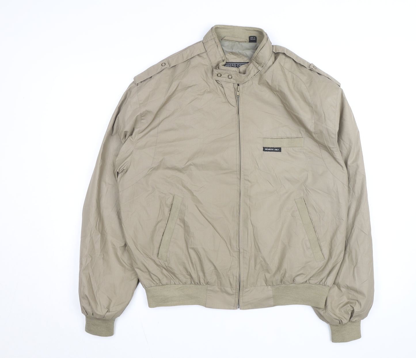 Members Only Men's Beige Bomber Jacket Size 42 Regular Vintage Style