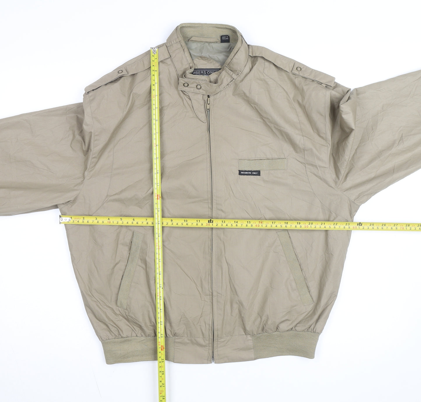 Members Only Men's Beige Bomber Jacket Size 42 Regular Vintage Style