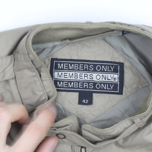 Members Only Men's Beige Bomber Jacket Size 42 Regular Vintage Style