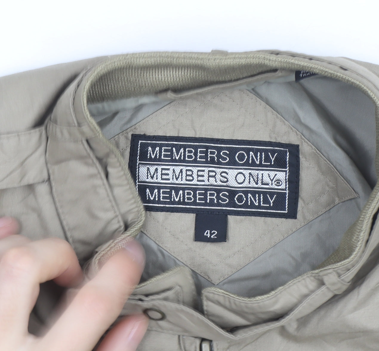 Members Only Men's Beige Bomber Jacket Size 42 Regular Vintage Style